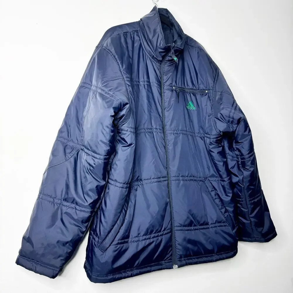 Adidas Vintage 2002 Reversible Puffer Jacket Blue Y2K Oversized Size Large